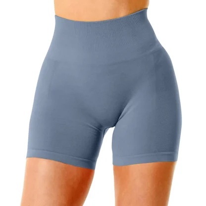 Solid Seamless Gym Shorts - Image 2