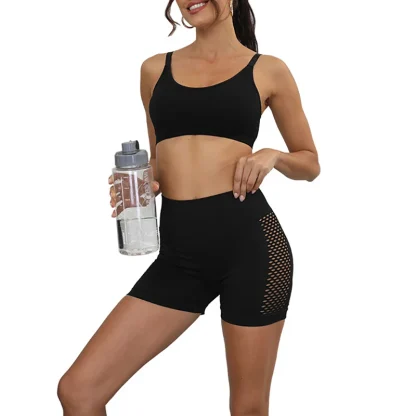 Sexy Black Hollow Out Gym Short - Image 6